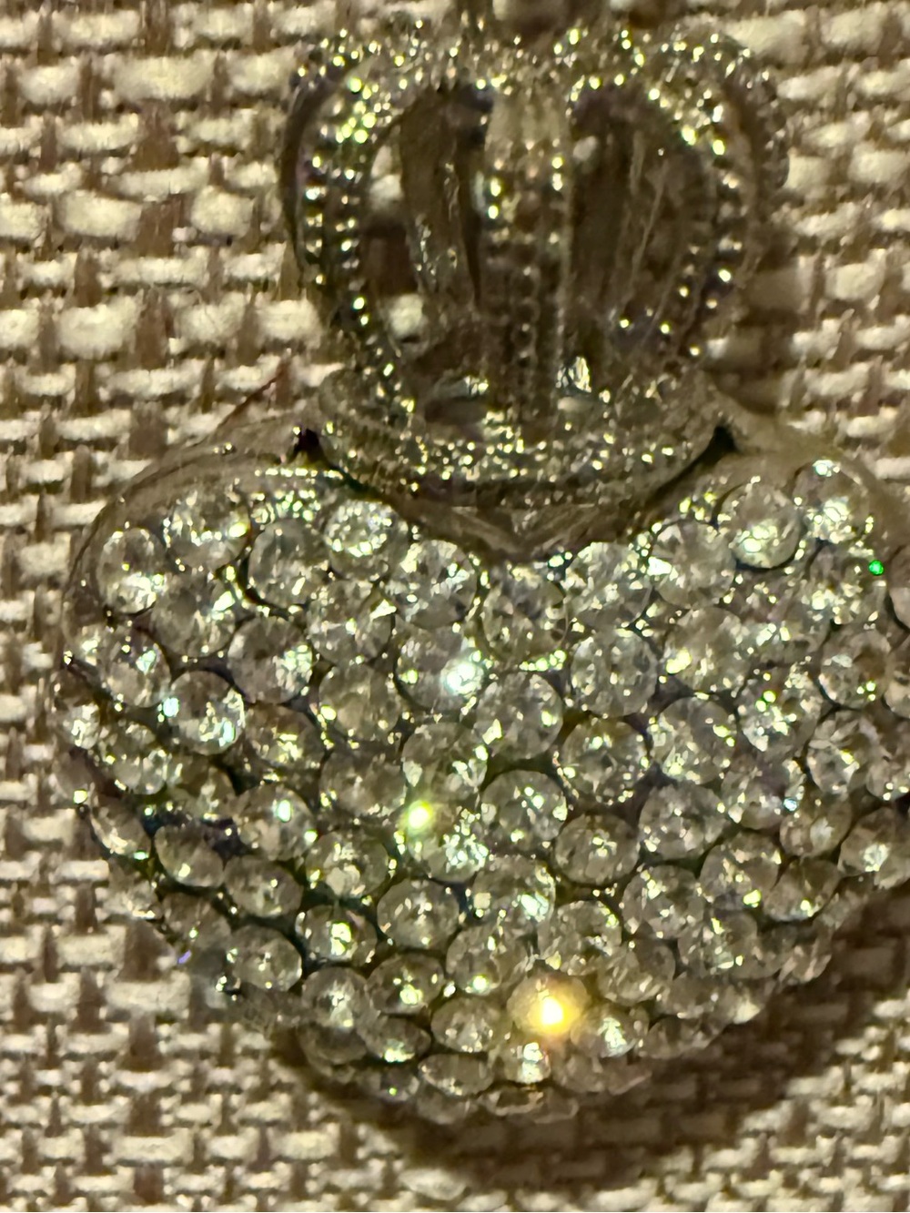 Juicy Couture Silver Tone Pavé Puffy Heart Crown Necklace Y2K Vintage - Picture 4 of 8